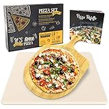 GARCON Pizzastein für Backofen und Gasgrill - Vergleichssieger 2019-3er Set inkl. Pizza Stone, Pizzaschieber & Kochbuch zum Pizza Back