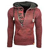 LUNULE Herren Pullover Langarm Strickpullover mit Schalkragen Modisch V-Ausschnitt Grobstrick Winterpullover mit Kapuze für Männer Herbst Winter Warme Casual Kapuzenpullover Herren Slim fit Sw