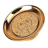 DOITOOL Metallfuß Obst Servierende Tablett: Dessert Display Stand Ghee Lampe Butterlampe Halter Tibetan Buddhistin Goldener Kerzenhalter für Home Party