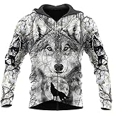 Wolf Hunting 3D All Over Printed Men Hoodie Unisex Deluxe Hoodies Zip Pullover Casual Jacket Tracksuit, Kapuzenpullover mit Reißverschluss., XX-Larg