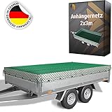 TIMELEOS Anhängernetz 2x3m, Netz für Anhänger, Containernetz, Ladungssicherungsnetz, Transportnetz, Kofferraum, Auto, Gepäcknetz, feinmaschig, PKW (grün)