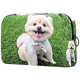 Kosmetiktasche Make-up-Tasche Reise Kosmetiktasche Clutch Geldbörse Kulturbeutel,Pommersches Hundebraunes Haar Relax