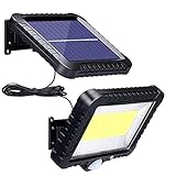 Solarlampen für Außen mit Bewegungsmelder, ZOYJITU 100 LED Strahler 270° Superhelle Solarleuchten für Außen LED IP65 Wasserdichte 3 Modi Solar Wandleuchte mit 16.5ft wasserdicht Kab