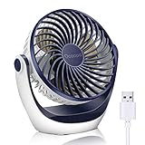 USB Ventilator, OCOOPA Ventilator klein Tischventilator mit starkem Luftstrom und Leise Betrieb 3 Geschwindigkeiten, 360 ° Drehbarer Kopf, Einfach zu Tragen für Büro, Zuhause und im Freien(Dunkelblau)
