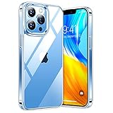 TORRAS Diamond Series Kompatibel mit iPhone 13 Pro Max Hülle Transparent (Vergilbungsfrei) Stoßfeste Kratzfest Case Hard PC Back und Soft Silikon Handyhülle iPhone 13 Pro Max (6,7 Zoll) -Durchsichtig