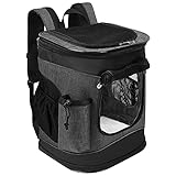 Kato Tirrinia Hund Träger Rucksack, Haustier Tragetasche mit Mesh für mittelgroße Hunde Katzen, 1.5lbs Welpen Rucksack Träger tragbare Reisetasche zum Wandern, Wandern, Reisen im Freien, Holzk