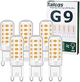 G9 LED Lampe Warmweiß 3000K, 5W LED Lampen Ersatz für 30W 40W 50W Halogenlampen, 500 Lumen Leuchtmittel Nicht Dimmbar Kein Flimmern, 360° Abstrahlwinkel, AC 220-240 V 6er Pack