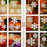 ASANMU Fensterbild Weihnachten, Weihnachts Fensterbilder Weihnachtsdeko Schneeflocken Fensterbild für Weihnachts Fensterdeko Statisch Haftende PVC Aufkleber Deko Weihnachten für Fenster S