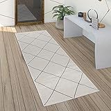 Paco Home Teppich Wohnzimmer Skandi Rauten Muster Modern Weiß Verschiedene Designs Größen, Grösse:60x100 cm, Farbe:Weiß 3