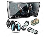 XTRONS® 2X 10,1 ” Auto DVD CD Player Kopfstütze Headrest HD Monitor Bildschirm HDMI Anschluss Ultra dünn abnehmbar schwarz mit 2 IR Kopfhö