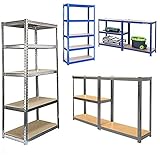 Lagerregal Metallböden mit 5 MDF Regalböden, MAX. 875kg Tragfähigkeit, Verstellbare Metall Steckregal Garagenregal Einfache Montage, Schwerlastregal 170x75x30cm B