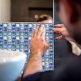 Keramikfliesen-Wandfliesen-Peeling-Aufkleber 18 Stück Blaue Mosaik-Backsplash-Dekoration, geeignet für Schlafzimmer, Bad, WC, Küche,