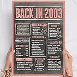 Holzbild Rosé Gold - Geschenk 18 Geburtstag 'Back in 2003' - personalisierbar zum Hinstellen/Aufhängen optional beleuchtet, 18 Geburtstag Frauen - Wand-Bild Aufsteller - persönliches Geschenk
