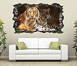 3D Wandtattoo Tiger Augen Tier Kopf Raubkatze Bild selbstklebend Wandbild sticker Wohnzimmer Wand Aufkleber 11G732, Wandbild Größe F:ca. 97cmx57