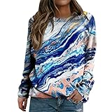 GFGHH Damen Sweatshirt Rundhals Pullover Langarmshirt Baumwolle Bedrucktes Oberteil Tops Freizeit T-Shirts Bluse T-Shirt Sweatshirt Oversize Oberteile Elegant Bluse Casual Top