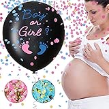 Gender reveal ballon -36 Zoll Großer Boy or Girl Ballon Mit Rosa und Blauem Konfetti for Baby Party wie Baby Shower oder Geschlechtsankündigung