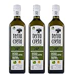 3x 1 L Terra Creta kretisches Olivenöl extra nativ kaltgepresst im Set - Kolympari Koroneiki Oliven Öl 3 Liter + 10ml Probiersachet Olivenöl aus dem Sü