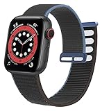 ZLRFCOK Nylon-Armband für Apple Watch, 44 mm, 40 mm, 42 mm, 38 mm, Smart-Watch-Zubehör, Solo Loop Armband Serie 3, 4, 5, 6, 7 Se (Farbe: Anthrazit, Größe: 42 mm-44 mm)