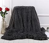 YUESUO Kuscheldecke Wendedecke Wohndecke Couchdecke Flauschige Tagesdecke Sofadecke Fleece Decke Langhaare Wolldecke Fell-Optik Geschenke Für Weihnachten Geburtstag Graduierung (C, 200 x 230 cm)