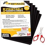 A4 Magnetisches Fotopapier - Inkjet Matte Magnetpapier zum Selber Bedrucken - Magnetpapier Bedruckbar - Magnetpapier Matte - Magnetfolie - Ideal für Whiteboard, Kühlschrank und DIY - 5 Stück