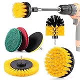 DazSpirit 8 Pcs Bürstenaufsatz Bohrmaschine Set, Power Scrubber Reinigungsbürste für Akkuschrauber Verschleißfest zum Reinigen von Keramik, Marmor, Toilette, Bad, Küche, Bodenbelag, F