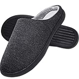 Modrad Unisex Hausschuhe Herren Damen Memory Foam Pantoffeln Warm Gefüttert Filzpantoffeln Plüsch Wasserdicht, Schwarz, 44/45 EU