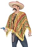 Smiffys, Herren Poncho Sofort Kit, Poncho und Schnurrbart, One Size, 43904