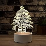 Ayuxiang Weihnachtsbaum Tischlampe，Hologramm Illusion Nachttischlampe mit Fernbedienung, 3D Led Illusion Lampe Touch Lampe 7 Farben ändern Nachtlicht für Kinder Wohnkultur L