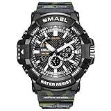 SMAEL Herren Uhren Digitaluhr Männer Militär Sportuhr Nachtleuchtende Wasserdicht Armbanduhren Mann Multifunktions Digital Uhr,Army G
