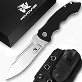 Wolfgangs FEROX Zweihandmesser Klappmesser aus feinstem D2 Stahl - Legales Taschenmesser Klappmesser - Rebustes Outdoor Messer Survival - Klappmesser Outdoor inkl. Kydex Holster (Satin Finish)