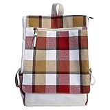 ALWYHH Umhängetasche aus weichem Segeltuch, niedlich, kariert, für Mädchen, Campus, Freizeittasche, Wildreise, Schulrucksack für Teenager One S