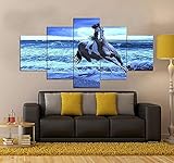 KJHKH 5 Teilig Kunstdrucke Modern Wandbilder XXL Wanddekoration Design Wandbild Wohnzimmer Wohnung Deko schöner Meerblick Gemälde Bilder Wohnzimmer deko 5 teilige leinwandb