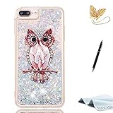 TOUCASA iPhone 8 Plus Handyhülle,iPhone 7 Plus Hülle, Flüssig Bewegende Treibsand Silikon TPU,flüssig süß Kratzfestes Schutzhülle Flüssig Hülle für iPhone 8 Plus/iPhone 7 Plus(Silberne Eule)