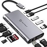 Docking Station,USB C Hub,UtechSmart Triple Display 12 in 1 USB C Adapter mit 2 HDMI,1*DisplayPort,Typ C PD,4 USB Ports,Gigablit Ethernet,SD/TF Kartenleser Kompatibel MacBook Pro und Mehr Typ C G