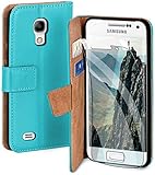 moex Handyhülle für Samsung Galaxy S4 Mini - Hülle mit Kartenfach, Geldfach und Ständer, Klapphülle, PU Leder Book Case und Schutzfolie - Türk