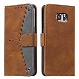 nancencen Handyhülle Kompatibel mit Samsung Galaxy S7 / SM-G930 (5,1') Hülle, Klappbar Extra Dünne Lederhülle, Kratzfest (rutschfest) mit Kartenfach Ständer Wallet Case Spleißen Schutzhülle,B