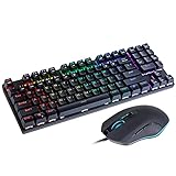 PLXX Tastatur Maus Set, Kabelgebundene Gaming-Tastatur- Und Maus-Combo RGB-hintergrundbeleuchtung-Gaming-Tastatur Mit Multimedia-Tasten 1600 DPI-Maus Für Windows-pc-Spieler Schwarz(Color:Schwarz)