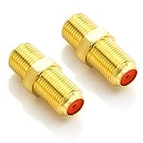 deleyCON SAT Adapter Verbinder Koaxialkabel verlängern 2x F-Buchse Vergoldet für Sat Kabel BK Anlagen - 2 Stück