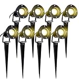 Hegnuth Gartenbeleuchtung, 8er Pack Gartenstrahler mit Erdspieß, 4W GU10 LED IP65 Wasserdicht Gartenleuchte mit Stecker Warmweiß 3000K Außenleuchte für Außen, Garten,Weg, Rasen [Energieklasse A++]