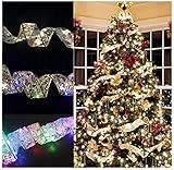 LiuliuBull Weihnachtsdekorationen glänzende Ribbon-Fee-Lichter LED Weihnachtsbaum String leuchtet DIY. Spitze Bogen Batteriebetriebene Weihnachtsbaumurlaub Indoor Outdoor Weihnachtsdekor (Color : A)