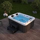 HOME DELUXE - Outdoor Whirlpool - Beach Pure - Maße: 210 x 155 x 83 cm - Inkl. Heizung, 51 Massagedüsen und 24 Lichtquellen I Jacuzzi, Außen Whirlpool für 3