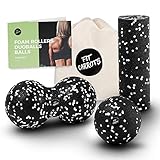 Fitcarrots Faszientraining Set Mini Faszienrolle, 8cm Duoball, 8cm Faszienball – Faszienset zur effektiven Faszien & Triggerpunkt Behandlung – punktuelle Trigger Point Massage inkl. Anleitung Groß