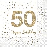 Sovie HORECA Tissue Serviette Happy Birthday – 50 | Geburtstag Feier 50ter | 33 x 33 cm | 100 Stück