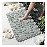 HIMU Badezimmer Teppich, Kopfsteingeprägter Türöffnungsteppich 3D Fußmatte Absorbierender Rutschfester Teppich für Badezimme Schnell Trocknender Teppich,Grau,50 * 80CM