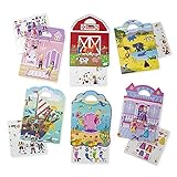 Melissa & Doug | Pack mit 6 wiederverwendbaren, bauschigen Stickern – Ankleiden, Prinzessin, Safari, Bauernhof, Pirat und Meerjung
