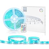 USB LED Strip 5M LED Streifen, Besvic RGB LED Band TV LED Hintergrundbeleuchtung mit Fernbedienung, 16 Farben und 4 Modi Sync mit Musik LED Lichterkette Lichtband Dimmbar für TV PC S