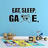 Wandsticker für Jungen, Motiv: Eat Sleep Game mit Controller, Vinyl, für Wohnzimmer, Kinder, Männer, Spielzimmer, Schlafzimmer, Videospielzimmer, Kinderzimmer, Heimdekoration, Tap