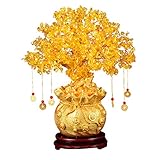 BESPORTBLE Feng Shui Chakra Kristall Geld Baum Bonsai Chinesischen Glücksbaum mit Glücksmünzen für Reichtum Glück Home Dekoration Gelb