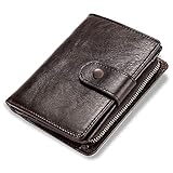 LUROON Geldbörse Herren Echtleder, Geldbeutel Herren Klein RFID Schutz Portemonnaie Männer Geldtasche mit Reißverschluss Münzfach Portmonee Herren Kreditkartenetui Brieftasche (Kaffee)