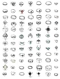 Milacolato 84 Stücke Midi Ring Böhmischen Knuckle Ring Sets Mode Finger Vintage Silber Stapelbar Ringe für Frauen Mädchen Knuckle Midi Ring